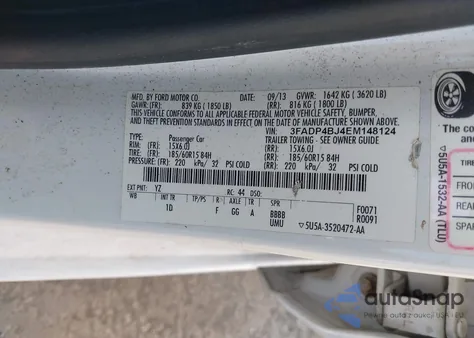 2014 Ford Fiesta Se z USA, uszkodzony, nr VIN 3FADP4BJ4EM148124